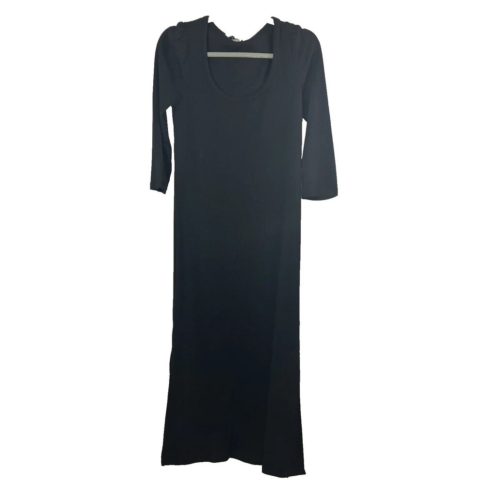 The Nines Women Maternity Dress Midi Pregnancy Bodycon Black Long M Scoop Neck